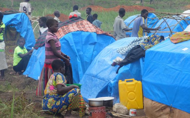 Camp in Bunia, Democratic Republic of Congo, for people displaced due to violence.